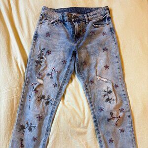 Levi's Distressed Floral Embroidered Jeans
